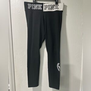 PINK Victoria's Secret Black Leggings with White Accents